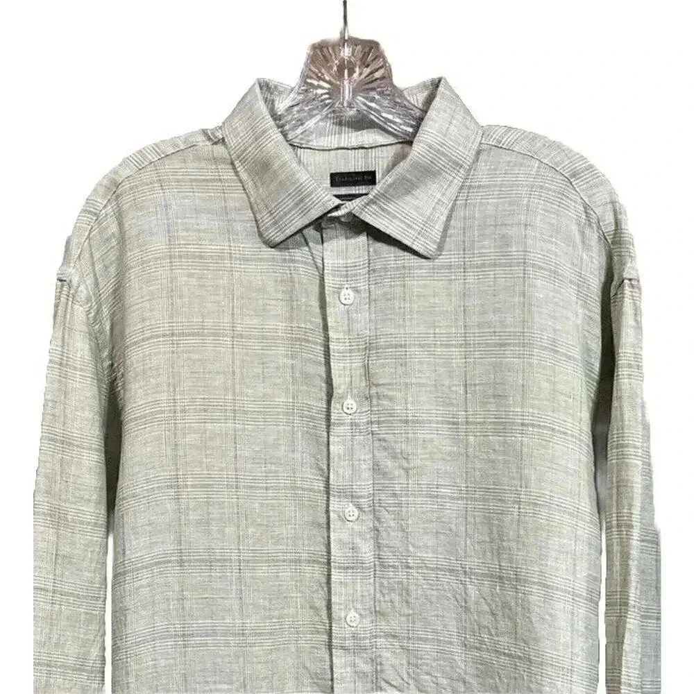 Jos A. Bank Reserve Traditional Fit Green Button Down 100% Linen Shirt Sz Large